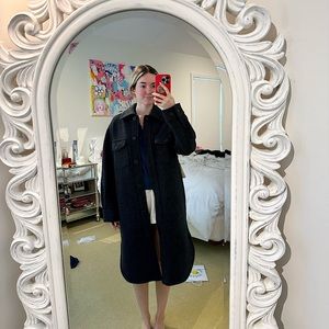 Aritzia Grey Long Wool Shirt Jacket